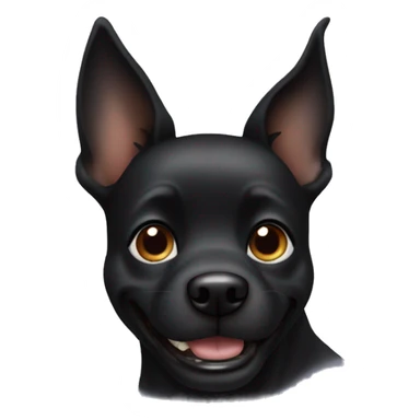 Black dog with pointy ears smiling sticker