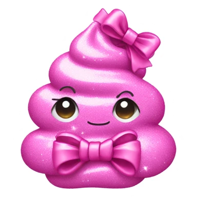 pink sparkle poop emoji with bow sticker