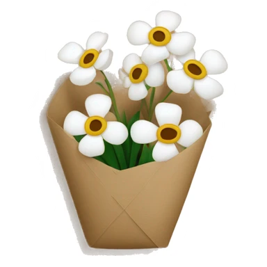 white flowers wrapped in brown paper sticker