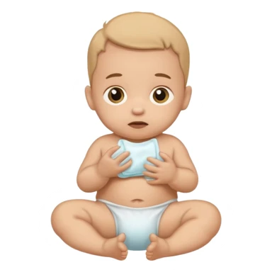 Newborn baby with a full of poop diaper sticker