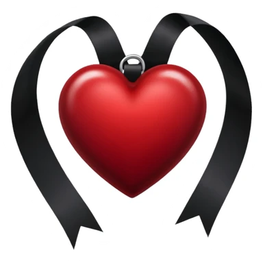 realistic gothic heart with a black velvet ribbon sticker