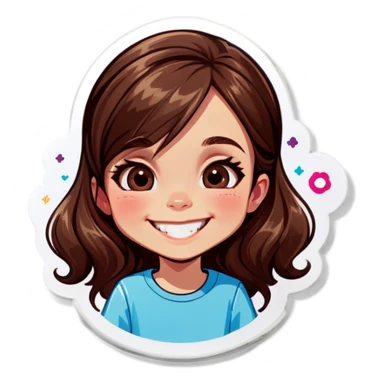 smiling girl with brown hair sticker