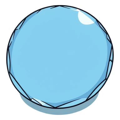 A round cut light blue celestite gem with multiple facets, sparkling and shimmering light blue crystal sticker