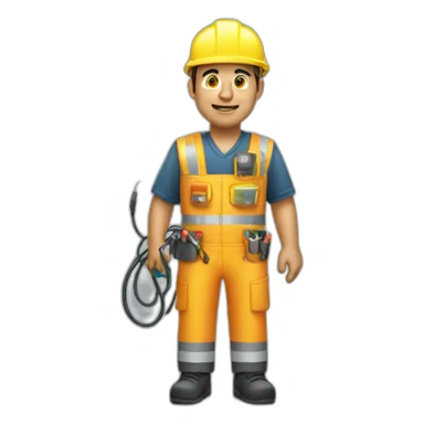 technician with fiber optic cable in one hand sticker