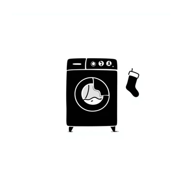 hand-drawn doodle of a washing machine, simple and playful sticker