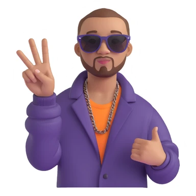 Jul French rap singer wearing sunglasses making his signature hand gesture fun recognizable style sticker