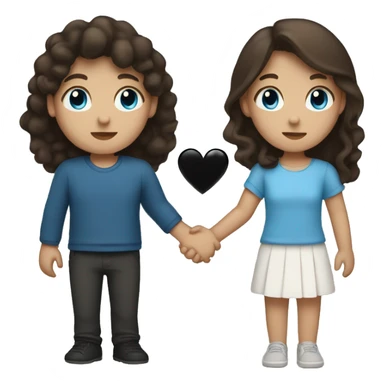 Brown hair girl with blue eyes holding hands with black hair men sticker