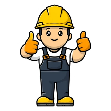 happy construction worker giving thumbs up sticker