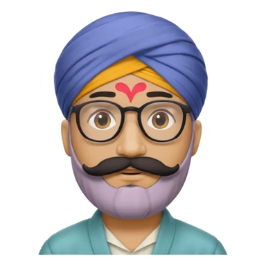 A man with a punjabi turban and having a big mustache face should be hidden he should also have glasses  sticker