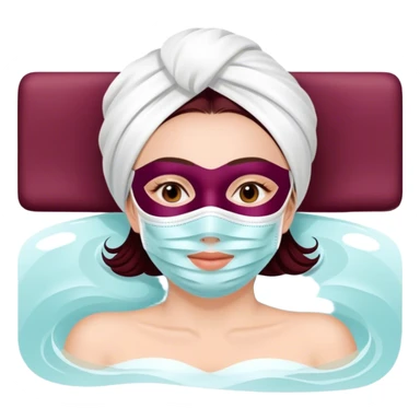 Lady with face mask spa beauty full face relaxing Burgundy sticker