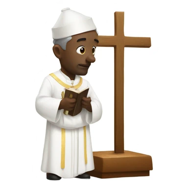 A bullock on an alter being with a priest  sticker