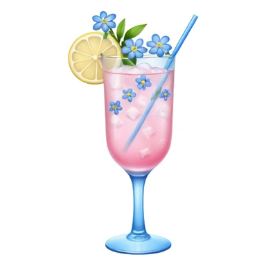 Ice pink lemon cocktail with blue small flowers  sticker