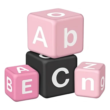 White and light pink toy alphabet blocks sticker