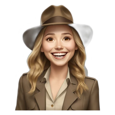 Elizabeth olsen in Indiana jones suit laughing sticker