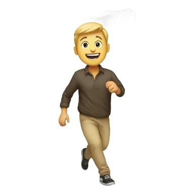 A white person getting out of the closet, with a happy face. sticker