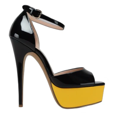 One view back Black Patent Leather Daffodile Platform Heels sticker
