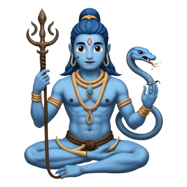 Mahadev real god  shiv not like cartoon  blue body and trishul and and had damru and nack around sanke  sticker