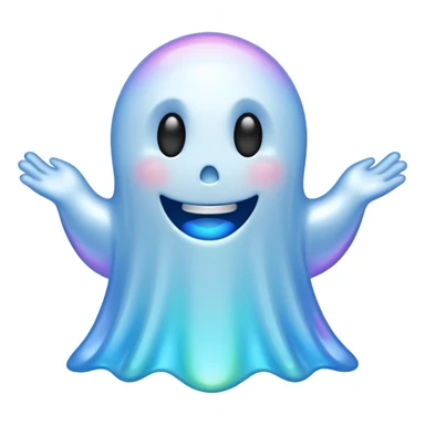 Holographic chrome happy cartoon ghost sticker
