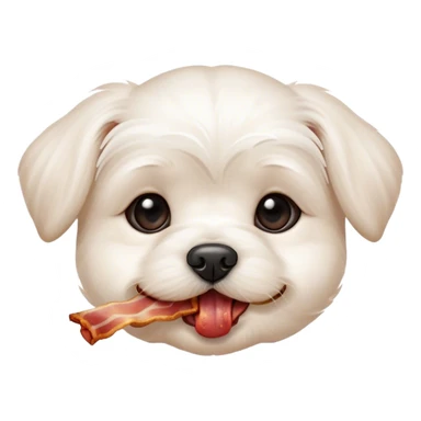 maltese dog face small puppy bacon in mouth  sticker
