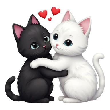 Black cat kissing a white cat with hearts  sticker