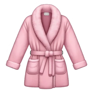 pink fluffy dressing gown with belt sticker