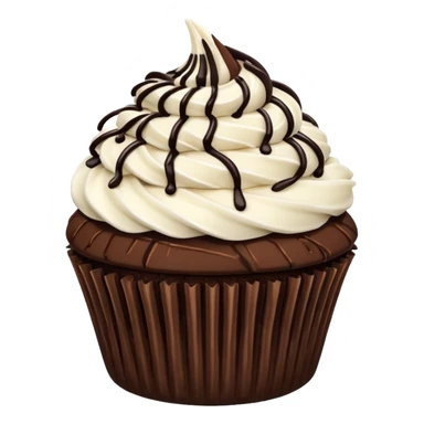 Chocolate cupcake with vanilla frosting, coconut flakes & chocolate drizzle sticker