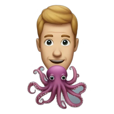An octopus in the face of a guy sticker