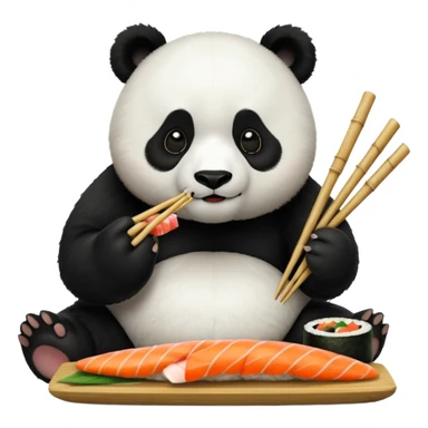 panda eating sushi sticker