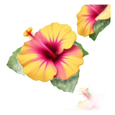 yellow and pink hibiscus flower sticker