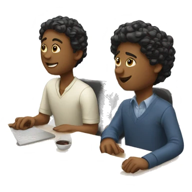 2 students sitting at desks and chatting sticker