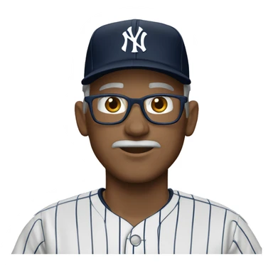 White man of 56 age wear jersey of the New York Yankees  sticker