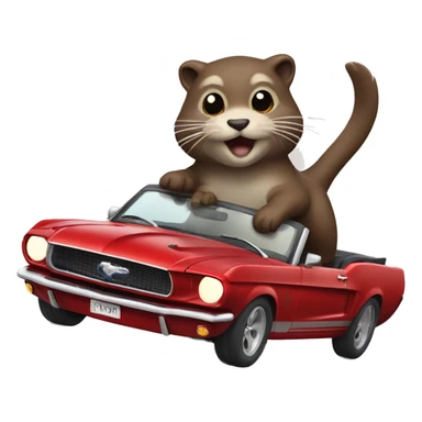 otter driving a mustang cat sticker