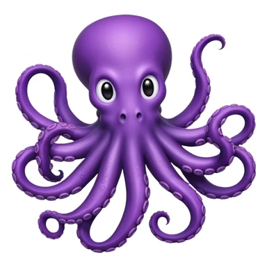 octopus with tentacles extended in dynamic pose, apple style emoji sticker