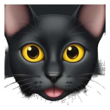 black cat with yellow eyes sticking its tongue out sticker
