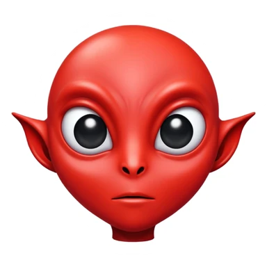 red alien with big black eyes sticker