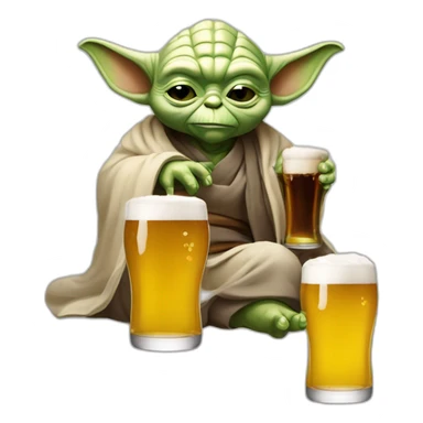 Maître Yoda qui dort avec un chat et une bière une bière sticker