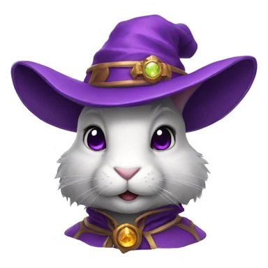portrait of a rabbit wizard, with an purple hat sticker