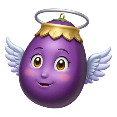 Eggplant from the side wearing an angel halo sticker
