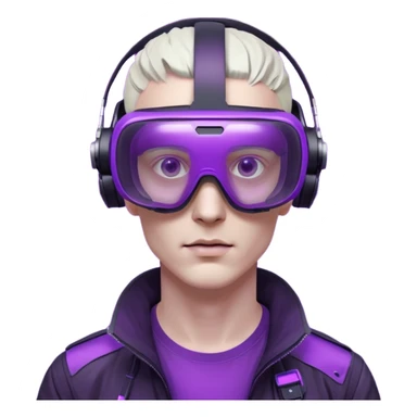 Cyberpunk man fappy head 3d puruple cyber VR -glasses only face sticker