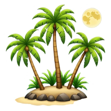 Isla y palmeras negras, en la noche, sticker