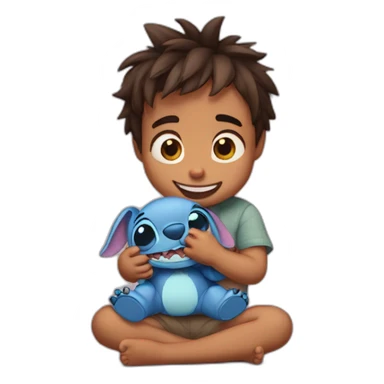 Stich avec son doudou sticker
