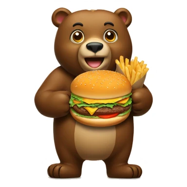 bear holding burger sticker