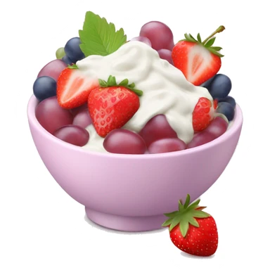 Light pink fruit yogurt bowl with strawberries and grapes sticker