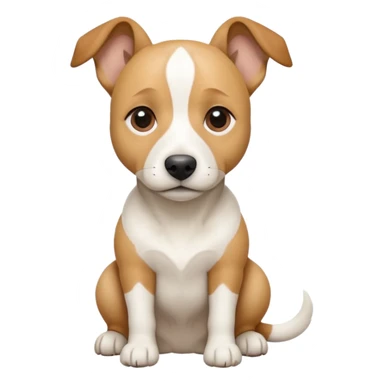 a full body facing front on of a buff white beagle cross jack russell terrier looking dog the size of a kelpie with light brown long ears resting on its face and a light brown patch above one eye and a large snout. the rest of the dog is completely white.  sticker