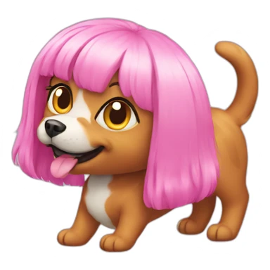 cat and dog with pink wig sticker