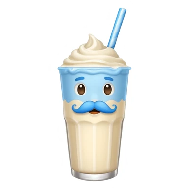 milkshake with blue mustache sticker