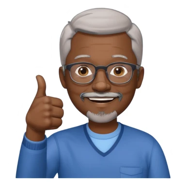 African American short graying hair and graying goatee man with eyeglasses giving thumbs up sign sticker