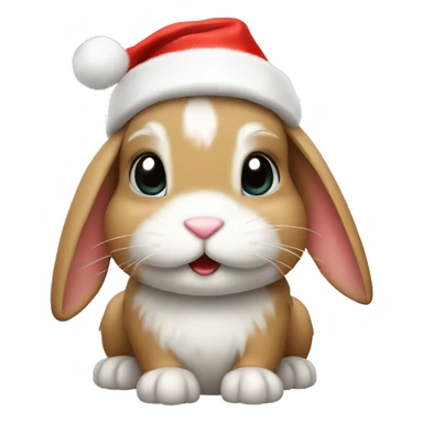 cute bunny with christmas hat sticker