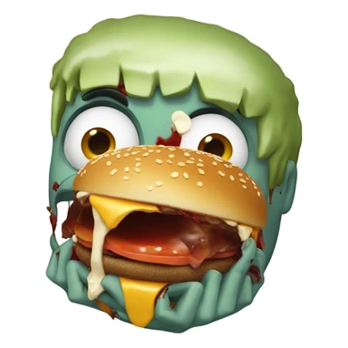 Zombie eating burger  sticker