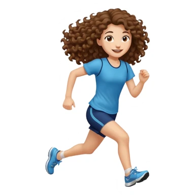 long curly brown hair girl running sticker